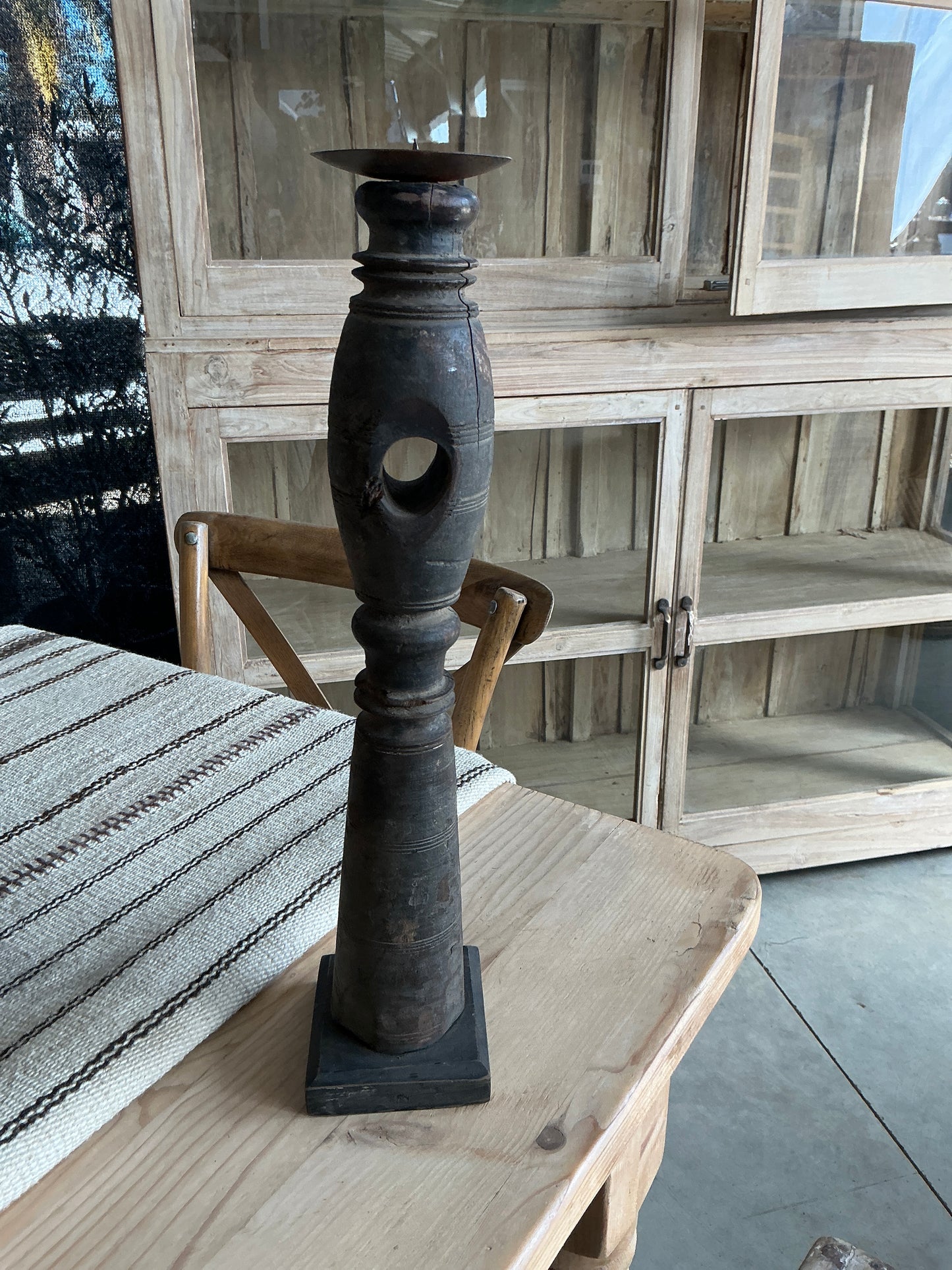 Rustic wood candle sticks-P031925020