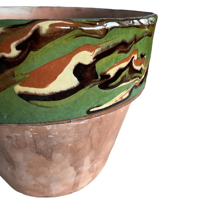 Cottage Crafted Flower Pot Small Marbleized Green - BO1026012