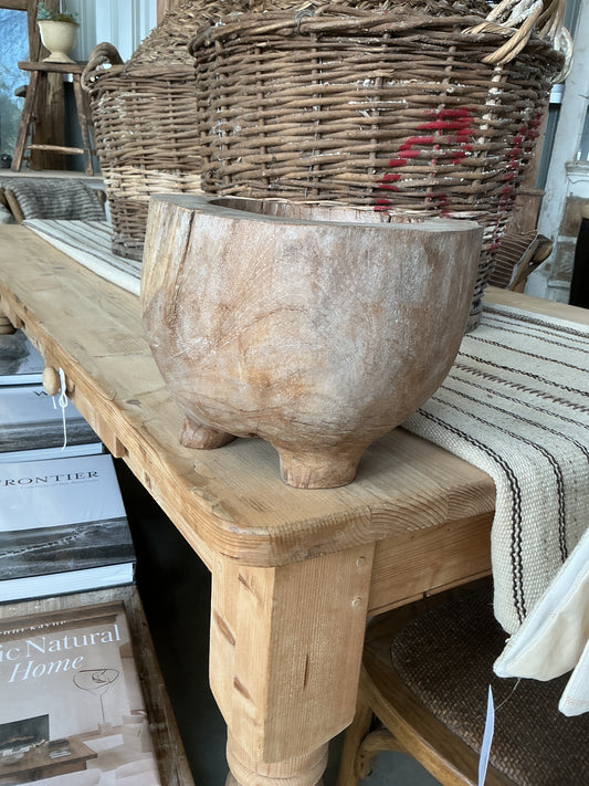 Four Footed Wood Bowl-S021025020