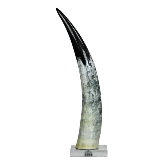 Black and White Cow Horn on Base - 100126