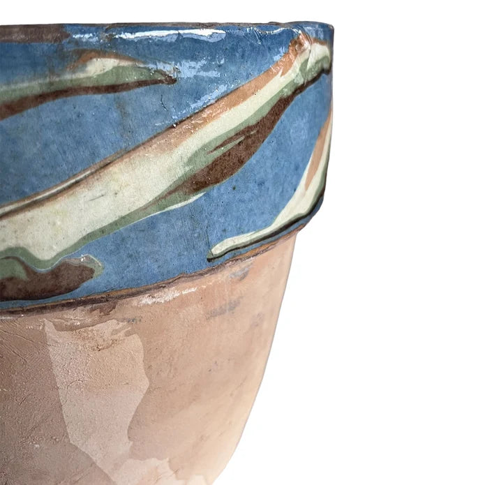 Cottage Crafted Flower Pot Large Marbleized Blue - BO1026021