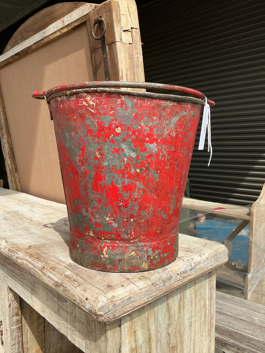Vintage Metal Fire Buckets-BO031925018
